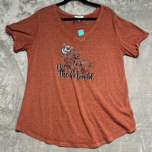 Maurice’s Not In The Mood T Shirt Women’s Large Red Cows Moo